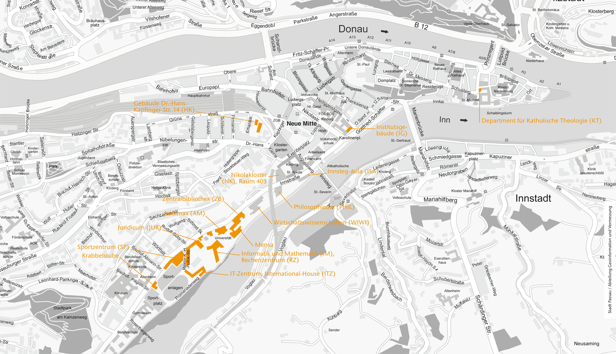 Universität Passau - Lageplan
